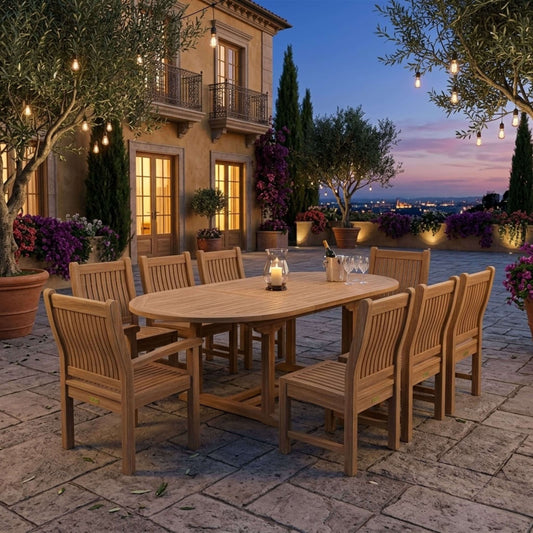 Anderson Teak Bahama Sahara Side Chair 7-Piece 87" Oval Dining Set