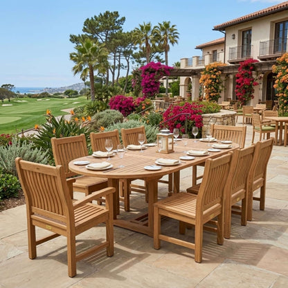 Anderson Teak Bahama Sahara Side Chair 7-Piece 87" Oval Dining Set