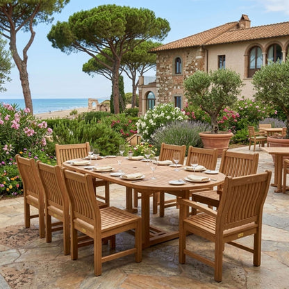 Anderson Teak Bahama Sahara Side Chair 7-Piece 87" Oval Dining Set