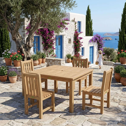 Anderson Teak Windsor Classic Side Chair 5-Piece Dining Table Set