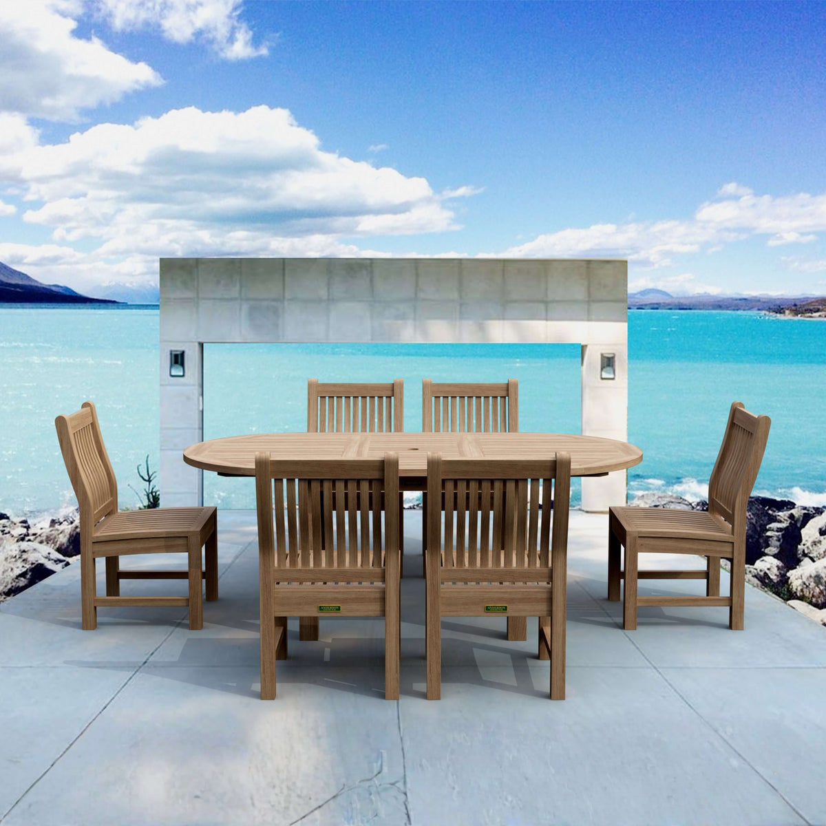 Anderson Teak Bahama Sahara 7-Piece 96" Rectangular Dining Set
