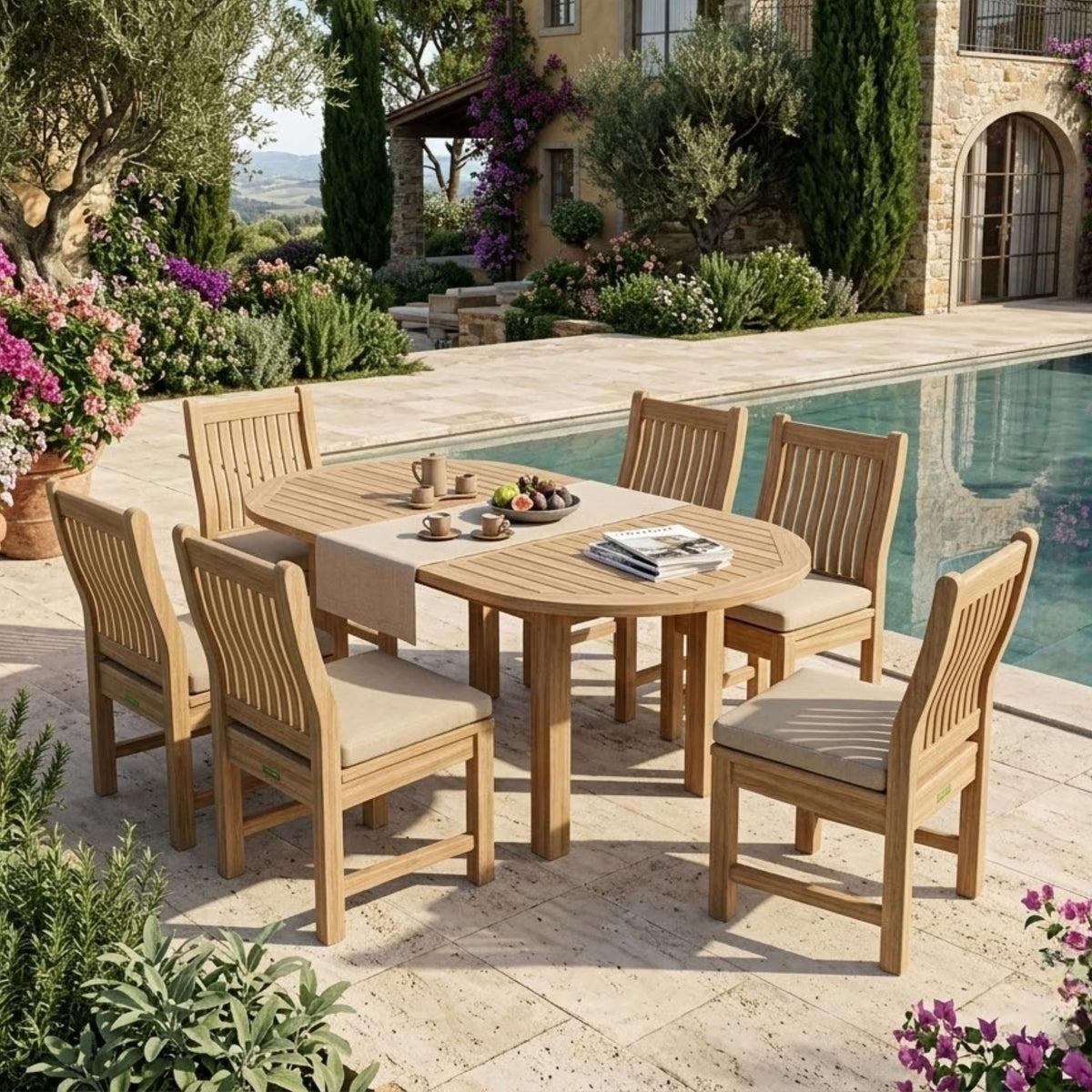 Anderson Teak Bahama Sahara 7-Piece 96" Rectangular Dining Set