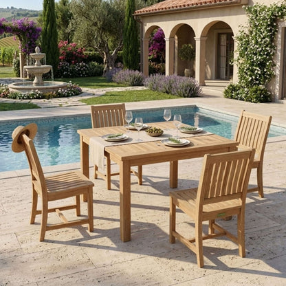 Anderson Teak Windsor Rialto Side Chair 5-Piece Dining Table Set
