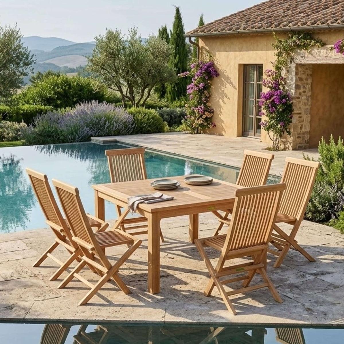 Anderson Teak Windsor Classic Chair 7-Piece Folding Dining Set