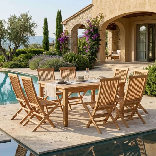 Anderson Teak Windsor Classic Chair 9-Piece Folding Dining Set