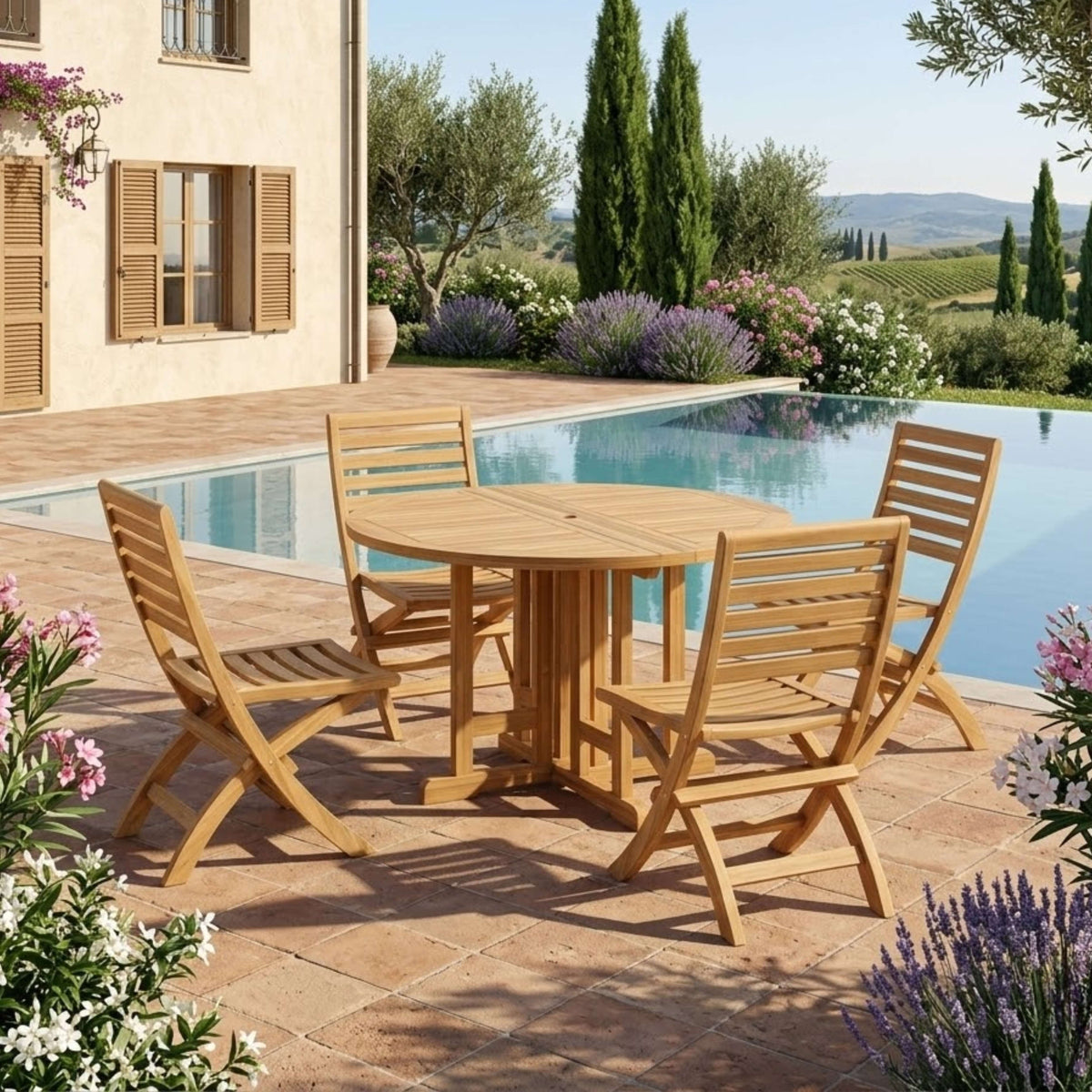 Anderson Teak Andrew Butterfly Folding 5-Piece Dining Set