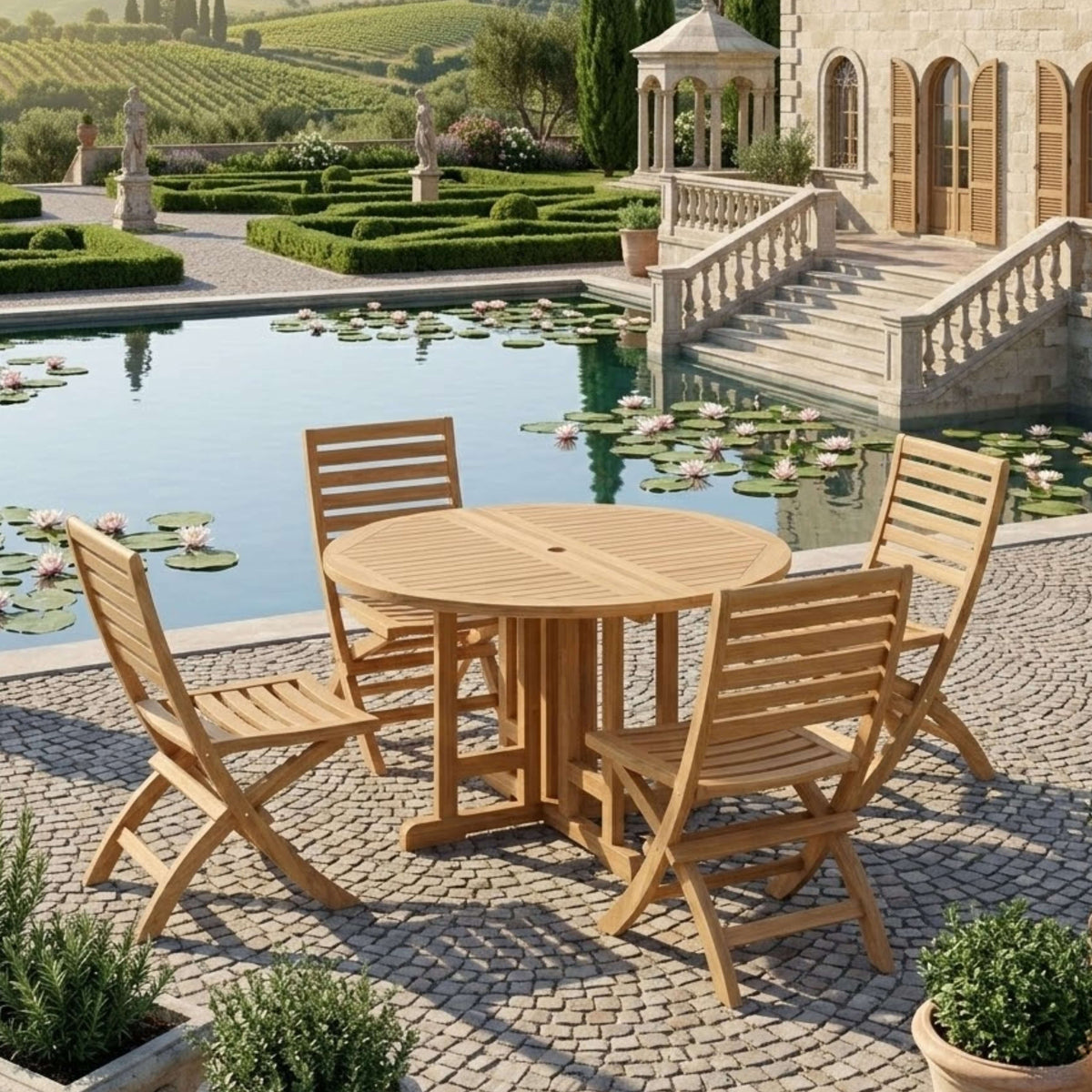 Anderson Teak Andrew Butterfly Folding 5-Piece Dining Set