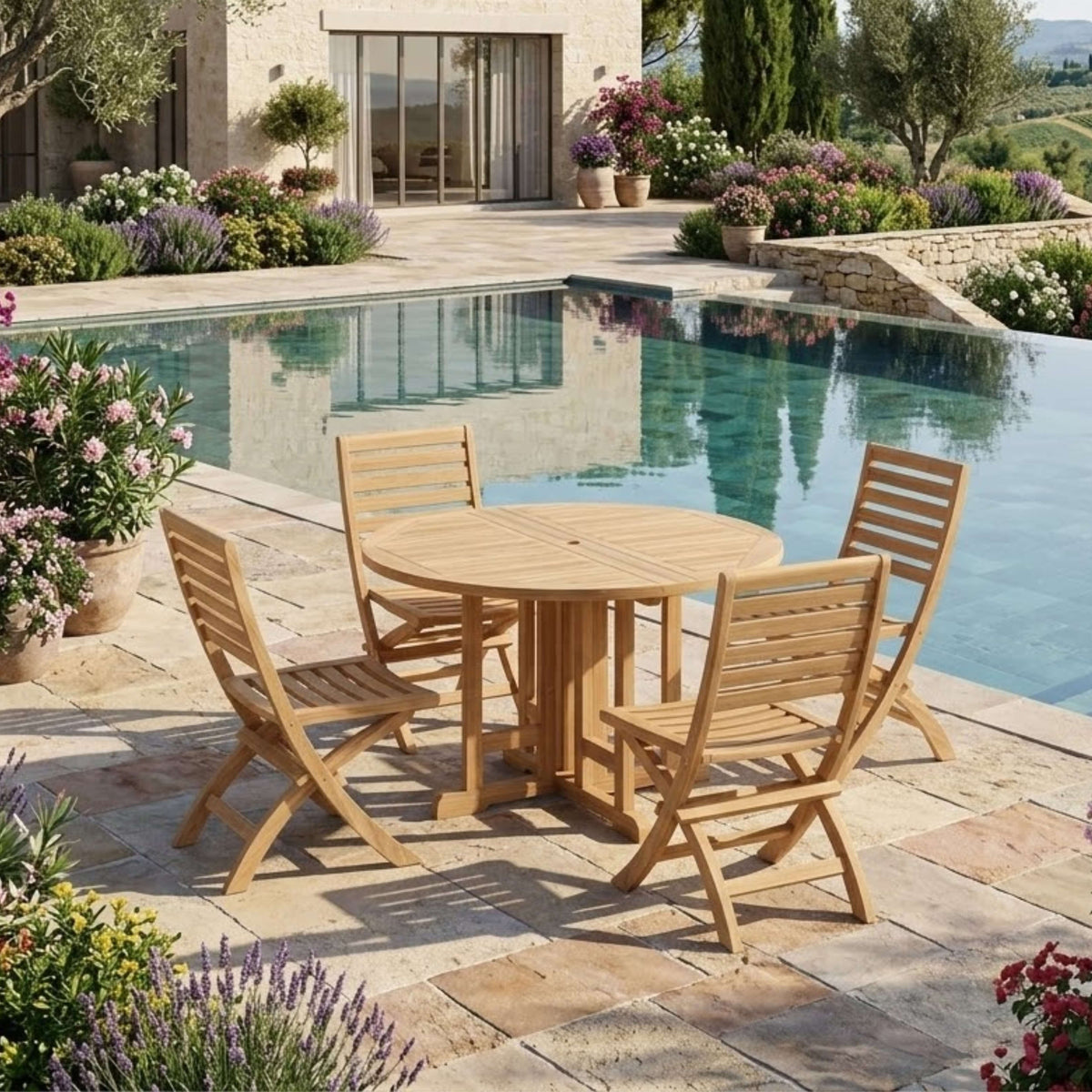Anderson Teak Andrew Butterfly Folding 5-Piece Dining Set