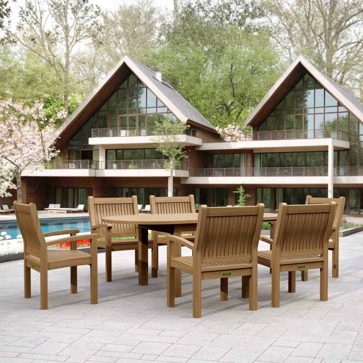 Anderson Teak Bahama Sahara 7-Piece 78" Oval Dining Set