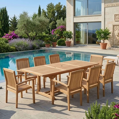 Anderson Teak Bahama Stackable Sahara 9-Piece Rectangular Dining Set