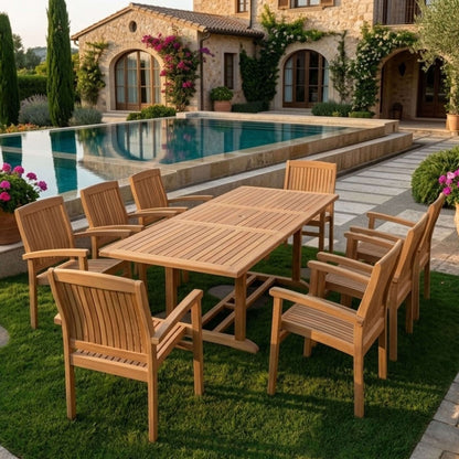 Anderson Teak Bahama Stackable Sahara 9-Piece Rectangular Dining Set