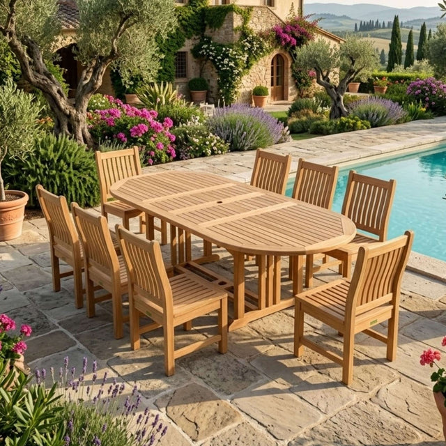 Anderson Teak Sahara 9-Piece Dining Set w/ Stacking Side Chair