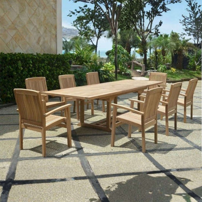 Anderson Teak Bahama Stackable Sahara 9-Piece Rectangular Dining Set