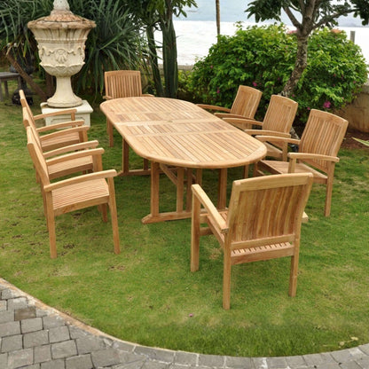 Anderson Teak Sahara 9-Piece Dining Set w/ Stacking Armchair