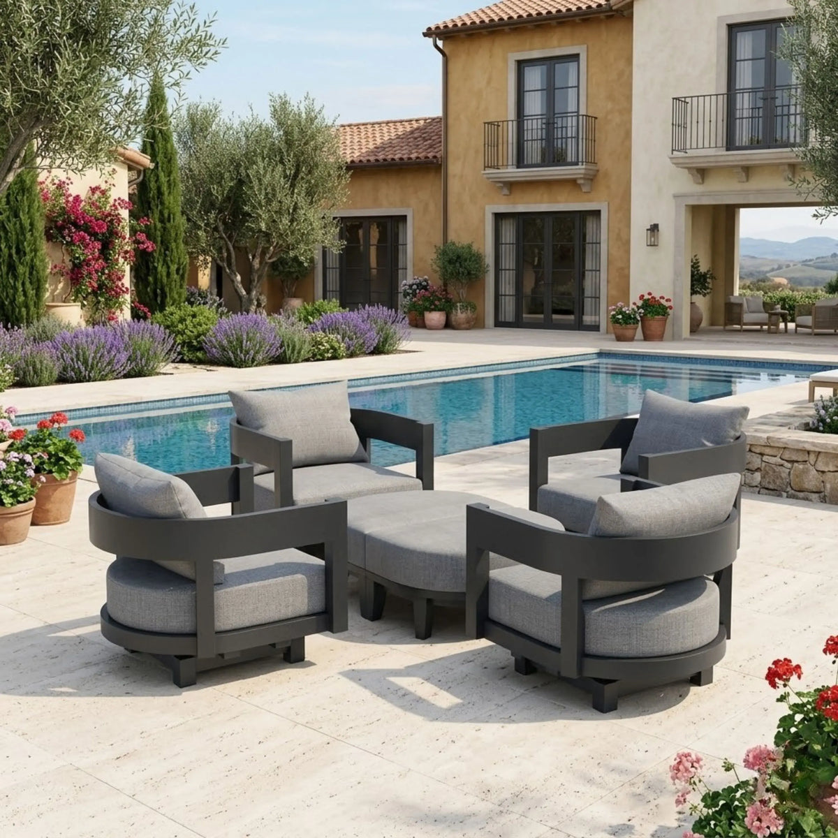 Anderson Teak Coronado 6-Piece Aluminum Deep Seating Set