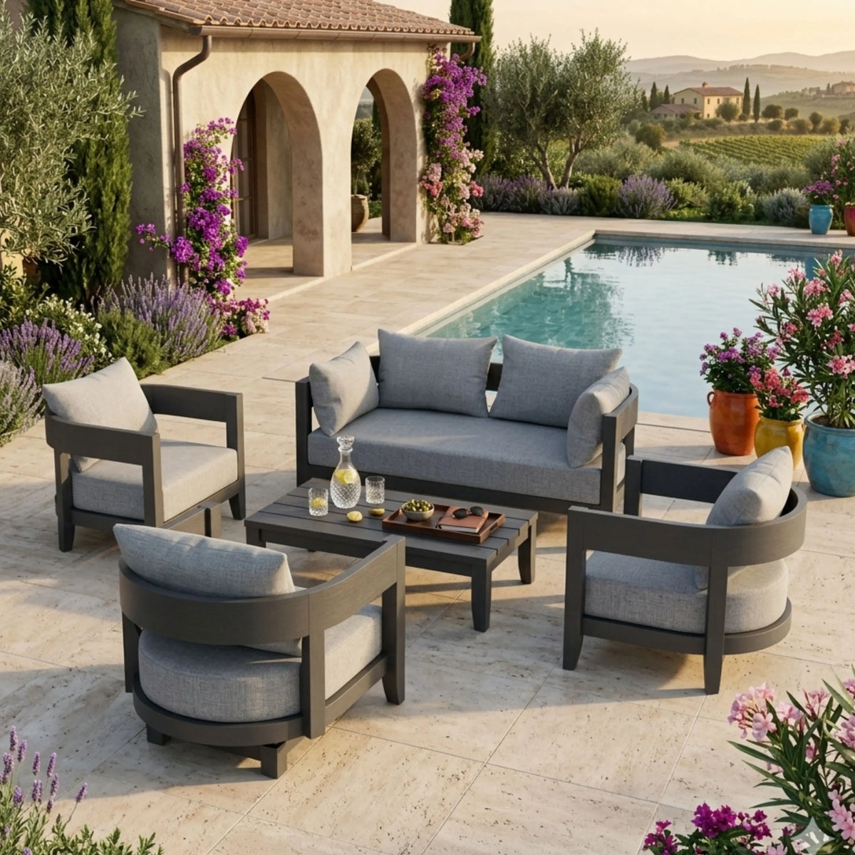 Anderson Teak Coronado 5-Piece Aluminum Deep Seating Set
