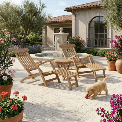 Anderson Teak Royal Steamer 3-Piece Set with Side Table