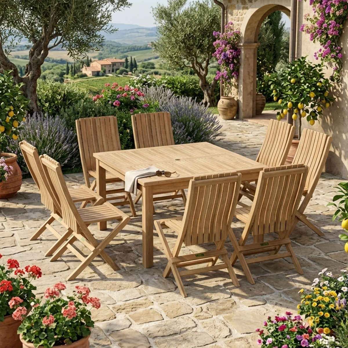 Anderson Teak Windsor Comfort Chair 7-Piece Folding Dining Set