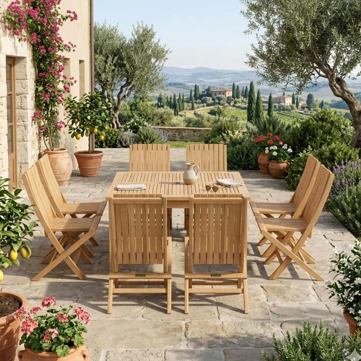 Anderson Teak Windsor Comfort Chair 7-Piece Folding Dining Set