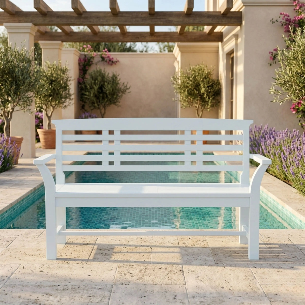 Anderson Teak Sakura 2-Seater Teak Bench In White Finish