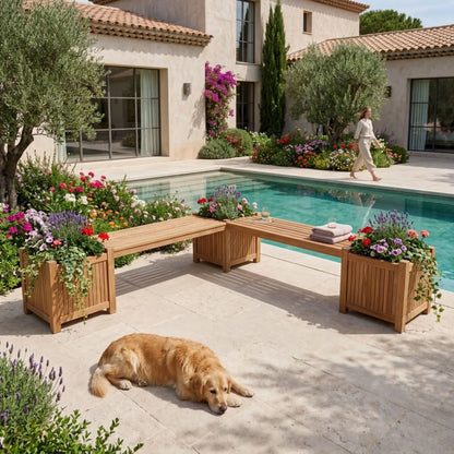 Anderson Teak Planter Bench (2 bench + 3 planter box)