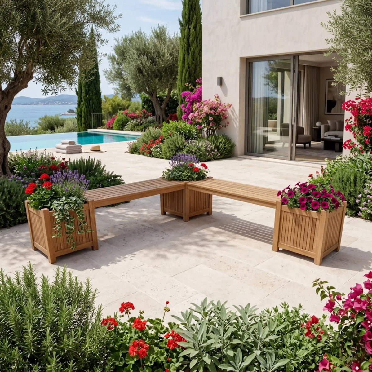 Anderson Teak Planter Bench (2 bench + 3 planter box)