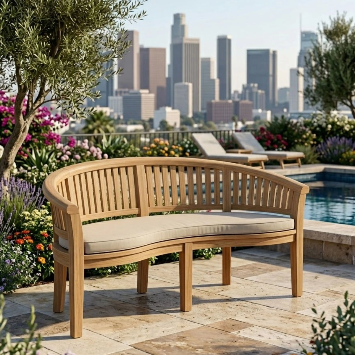 Anderson Teak Cushion for the Curve 3 Seater Bench Extra Thick Wood