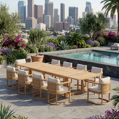 Anderson Teak Junus 11-Piece Extension Dining Table Set