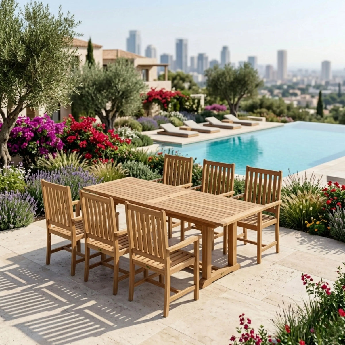 Anderson Teak Bahama Wilshire Armchair 7-Piece Extension Dining Set