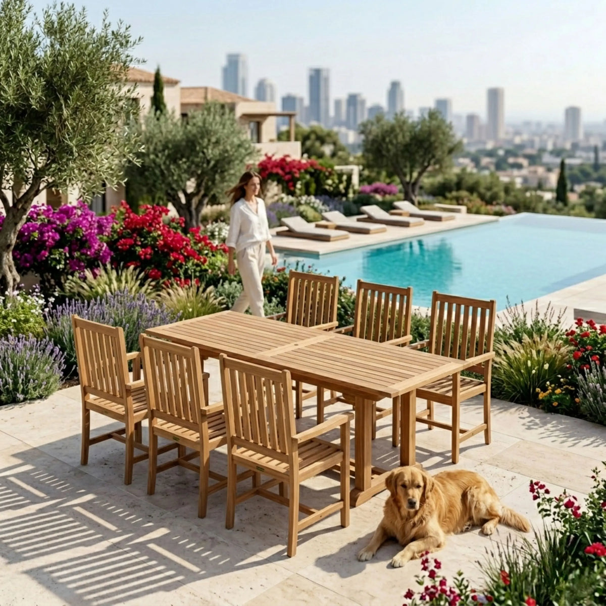 Anderson Teak Bahama Wilshire Armchair 7-Piece Extension Dining Set
