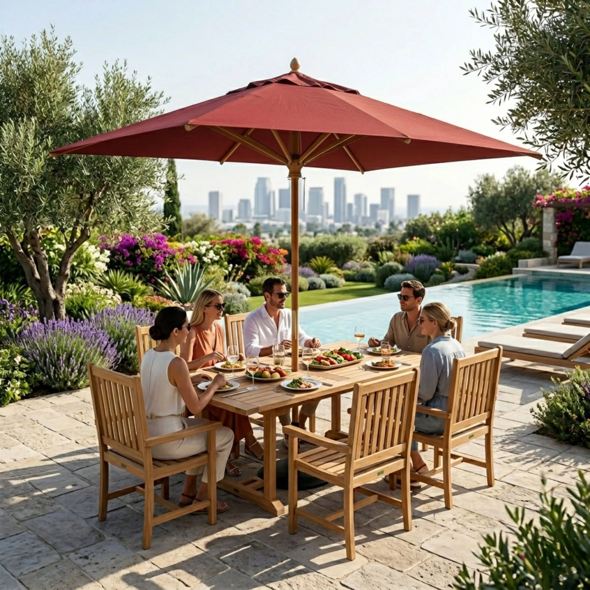 Anderson Teak Bahama Wilshire Armchair 7-Piece Extension Dining Set