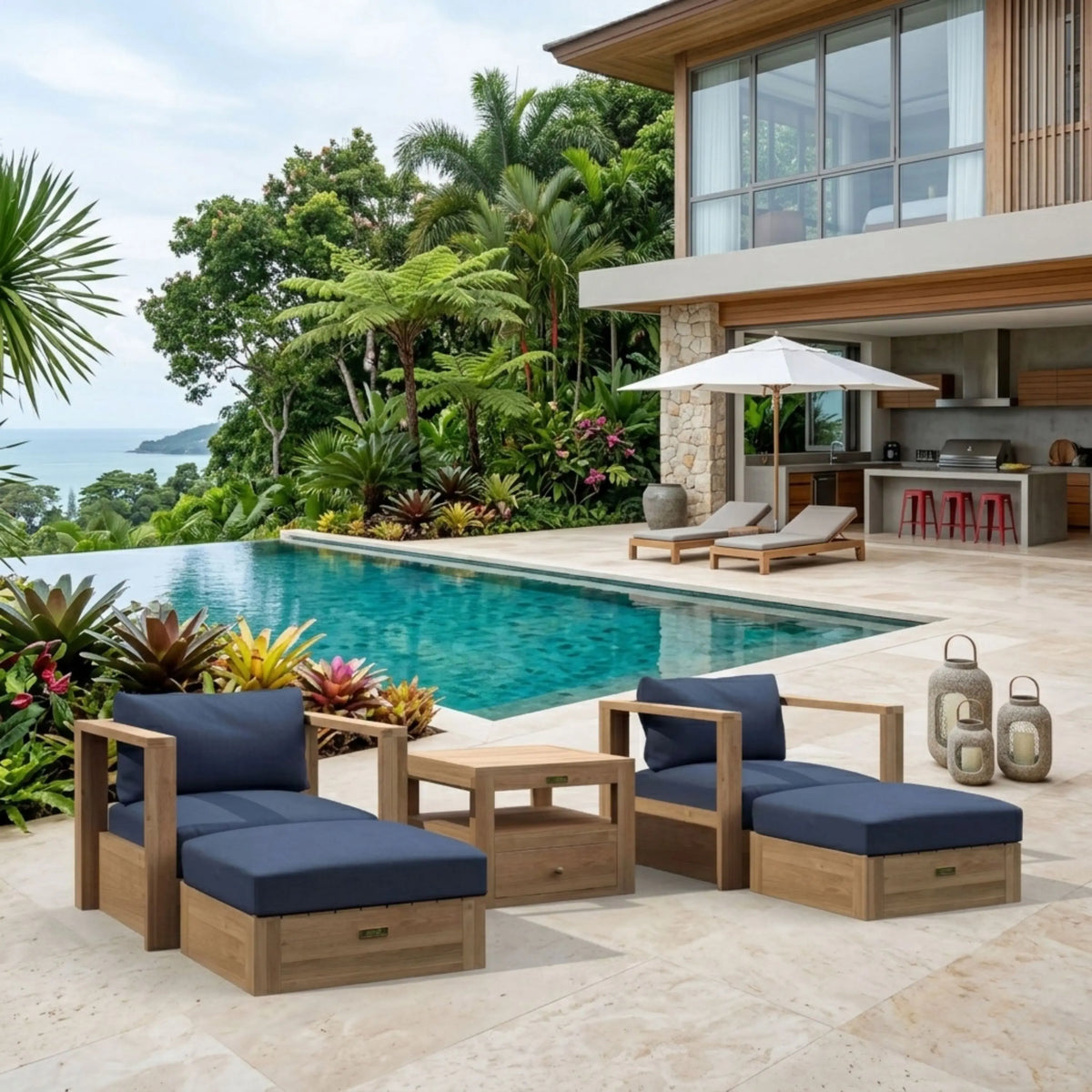 Anderson Teak Copacabana 5-Piece Modular Deep Seating Set