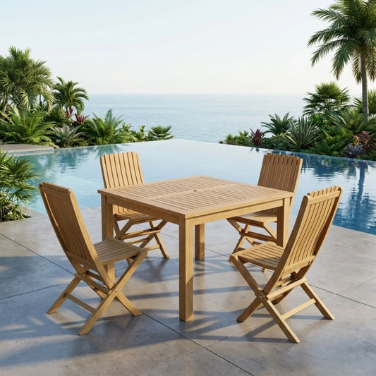 Anderson Teak Windsor Comfort Chair 5-Piece Folding Dining Set