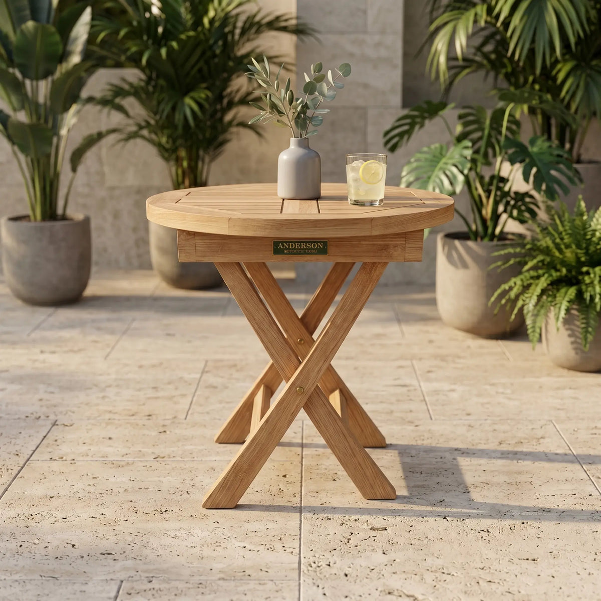 Anderson Teak Bahama 20" Mini Side Round Folding Table