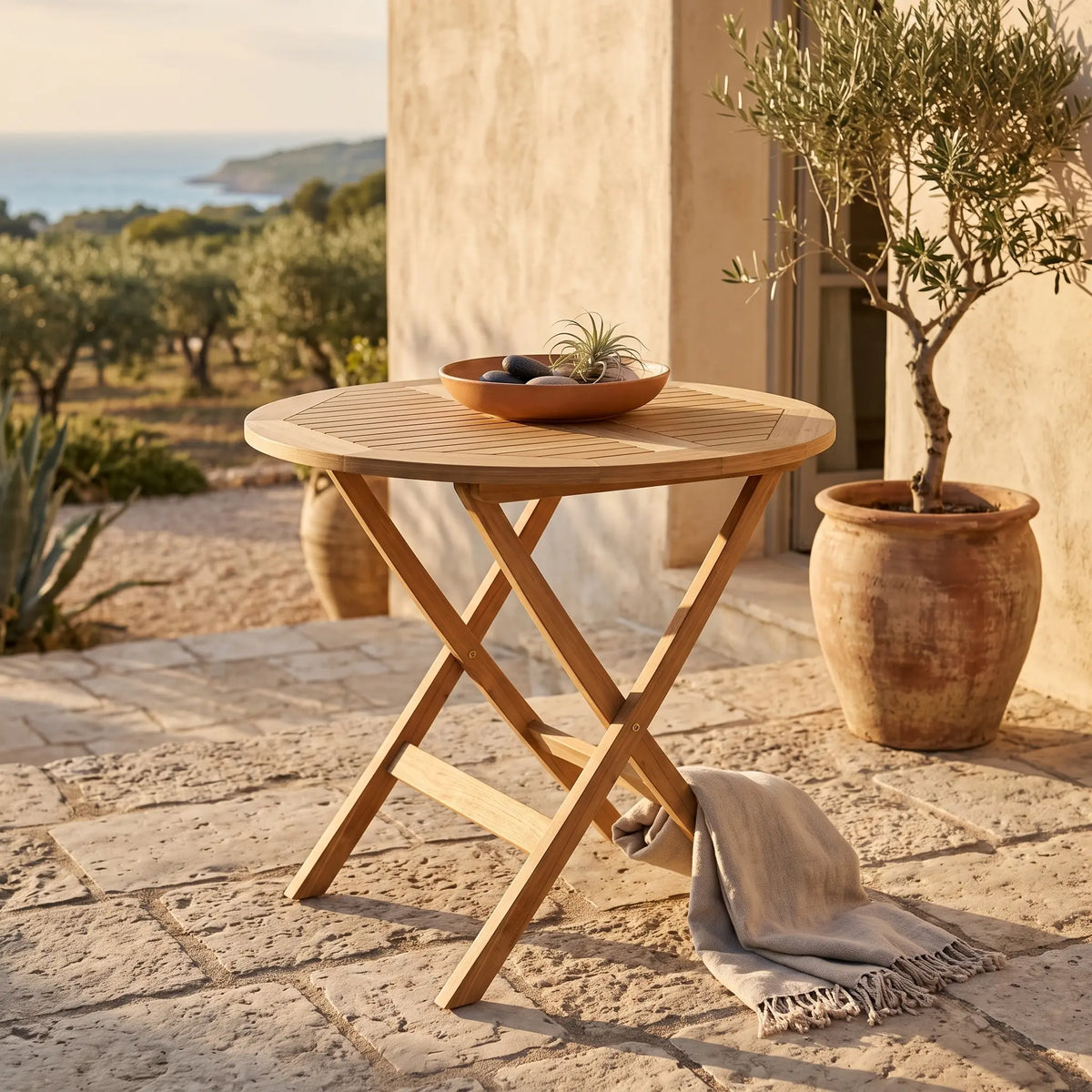 Anderson Teak Windsor 31" Round Picnic Folding Table