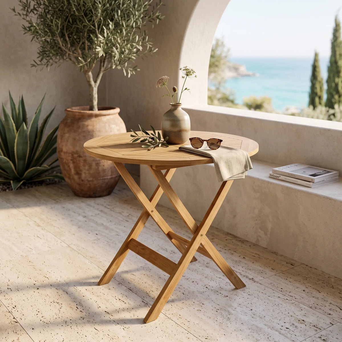 Anderson Teak Windsor 31" Round Picnic Folding Table