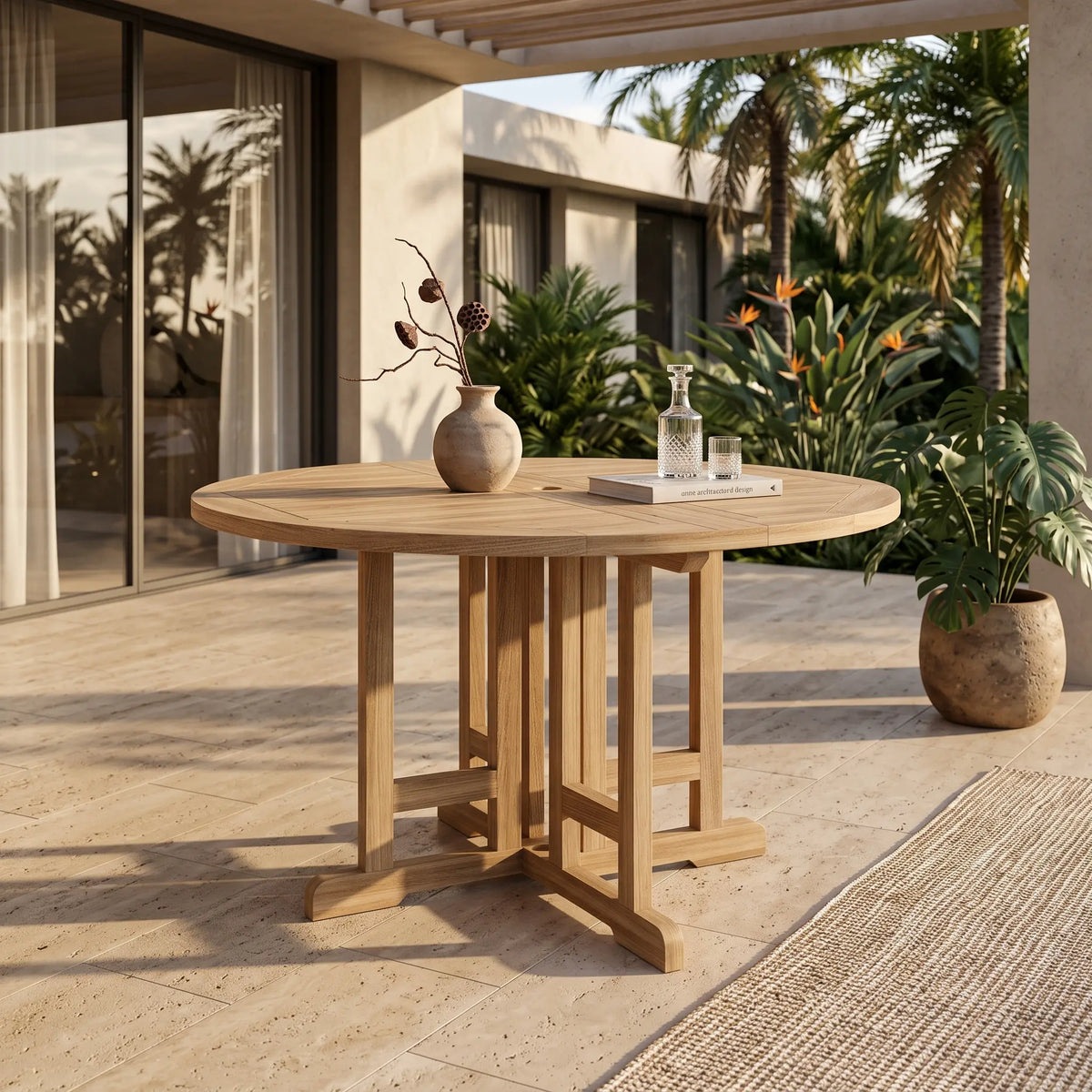 Anderson Teak Butterfly 47" Round Folding Table