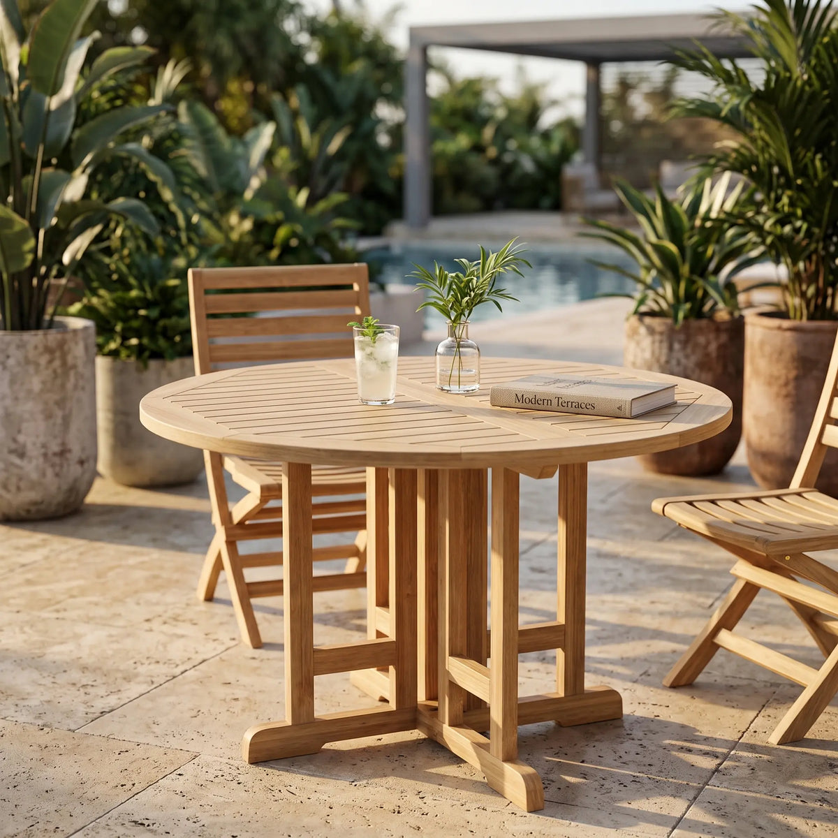 Anderson Teak Butterfly 47" Round Folding Table