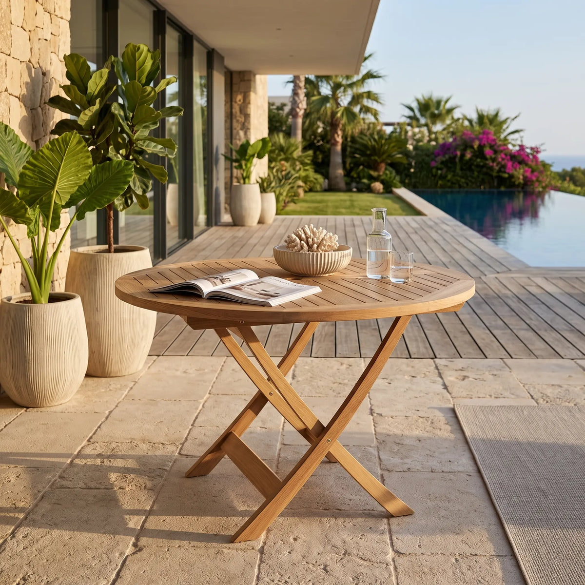 Anderson Teak Bahama 47" Round Folding Table