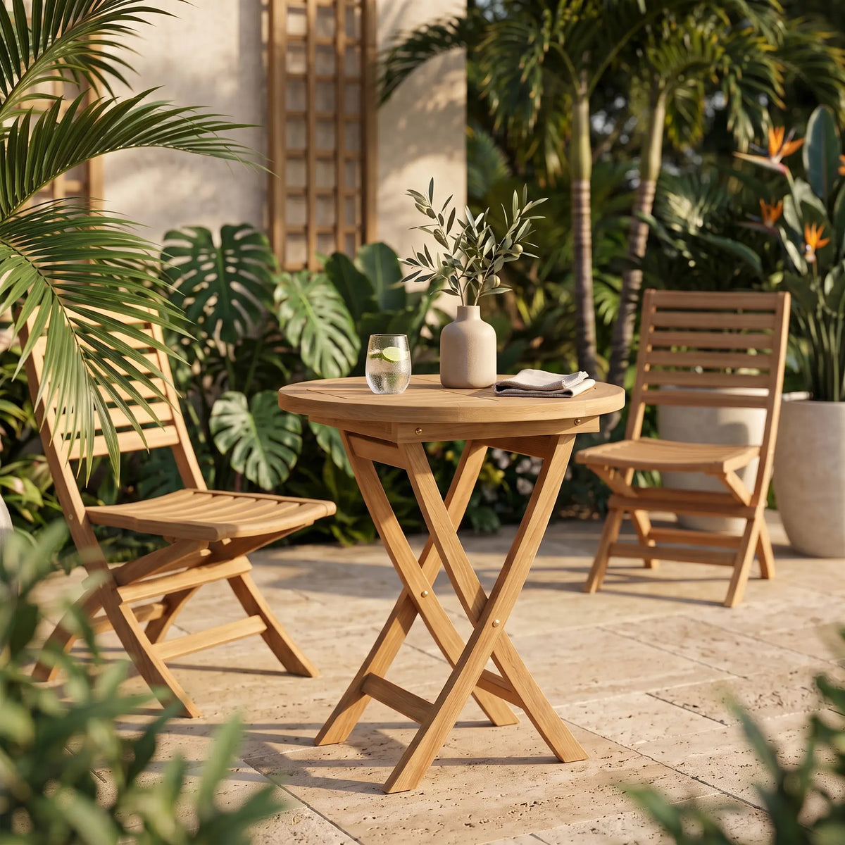 Anderson Teak Bahama 27" Round Bistro Folding Table
