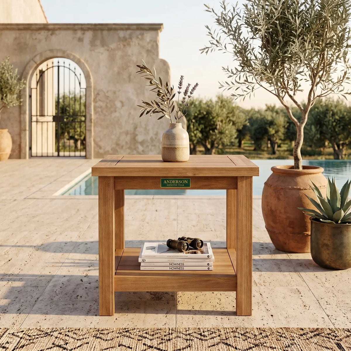 Anderson Teak 22" Square 2-Tier Side Table
