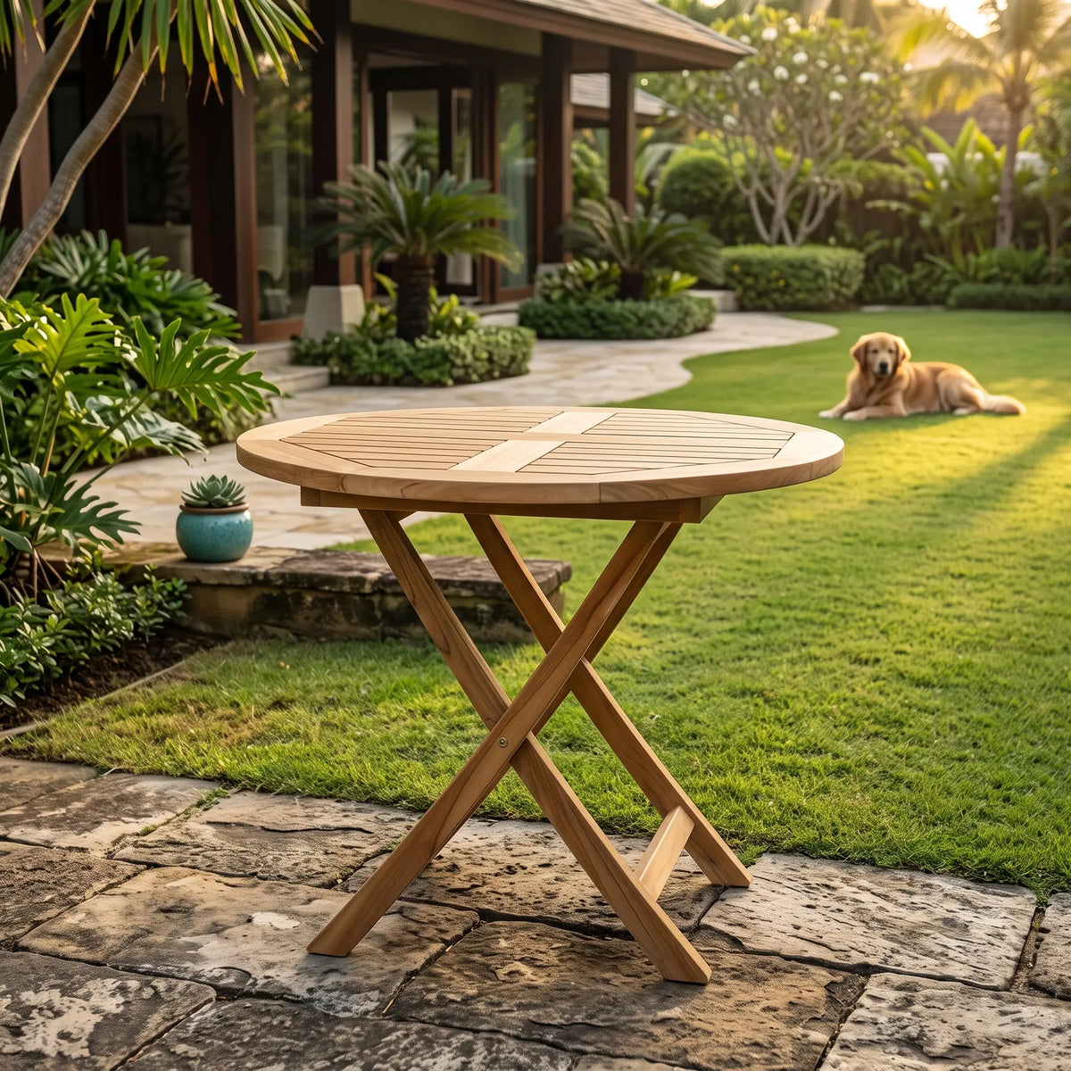 Anderson Teak Bahama 35" Round Bistro Folding Table