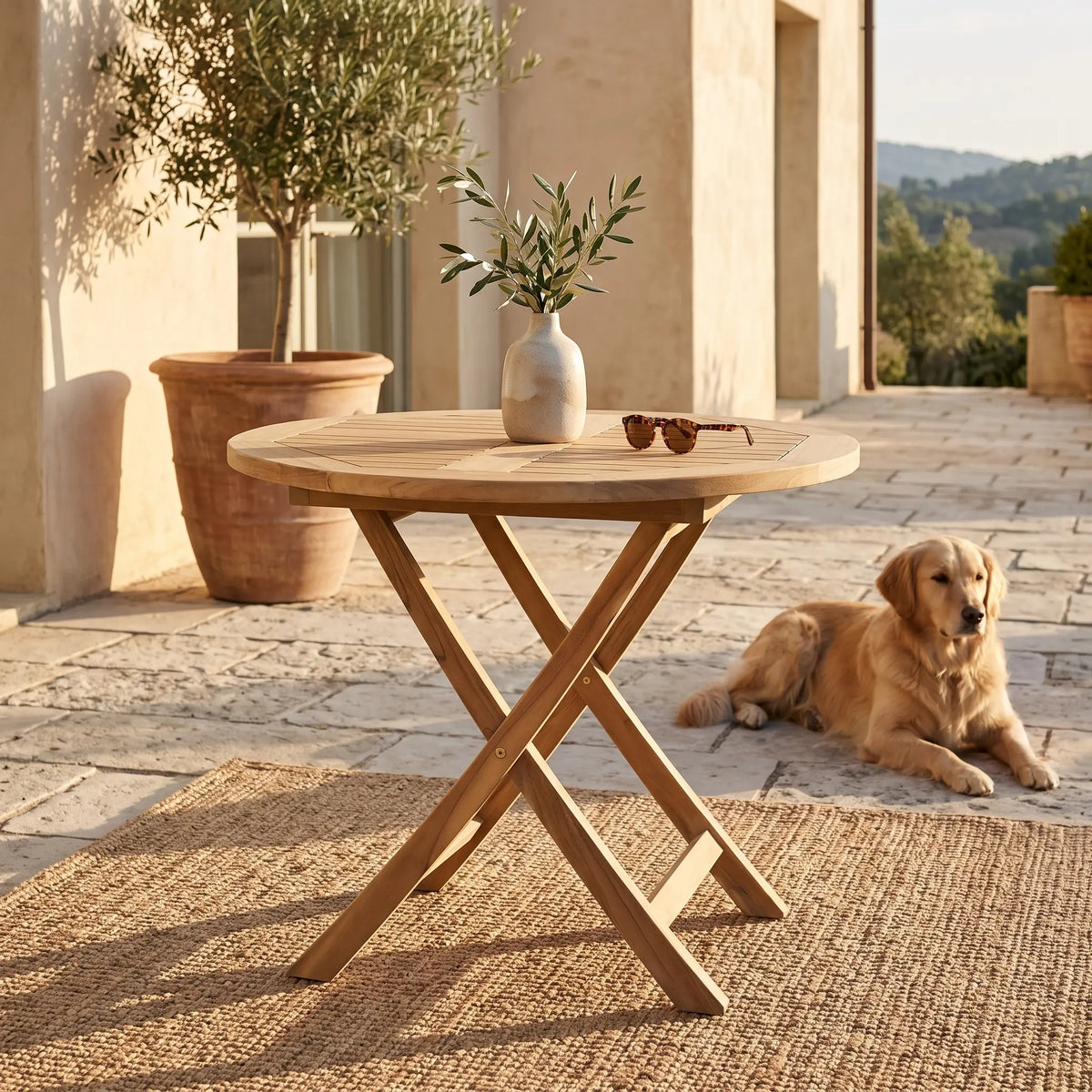 Anderson Teak Bahama 35" Round Bistro Folding Table