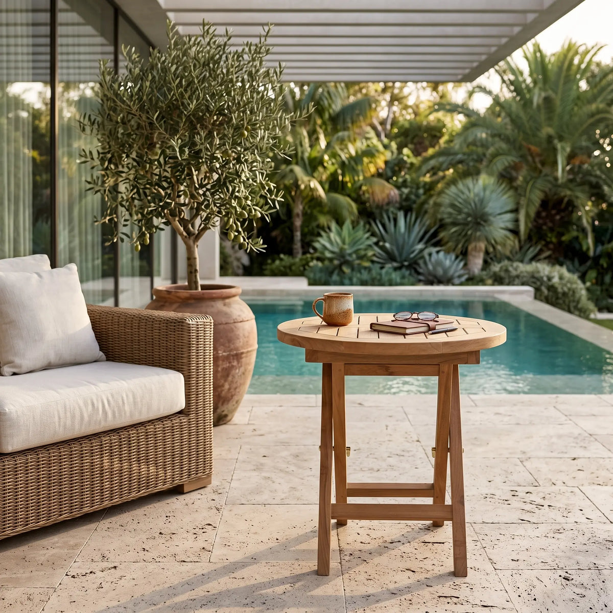 Anderson Teak Montage 20" Round Folding Table