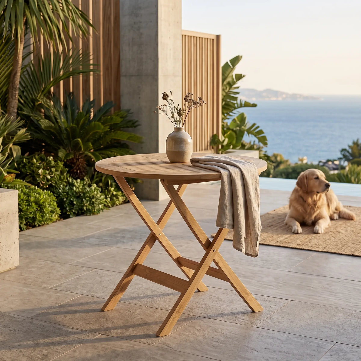 Anderson Teak Chester 32" Round Folding Picnic Table