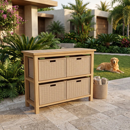 Anderson Teak Towel Console w/ 2-Shelf Table
