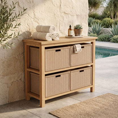 Anderson Teak Towel Console w/ 2-Shelf Table