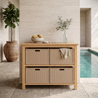 Anderson Teak Towel Console w/ 2-Shelf Table
