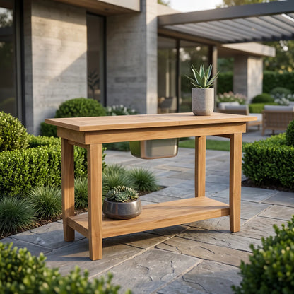 Anderson Teak Nautilus Console Table w/ SS Container