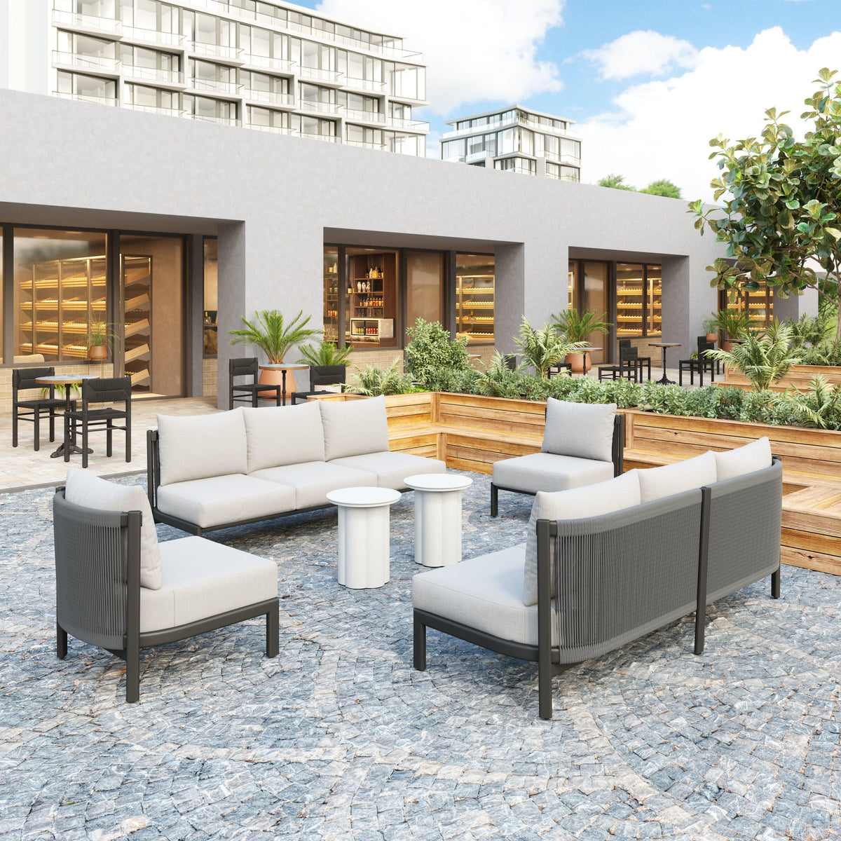 Horizon Outdoor Patio Accent Chair, Gray